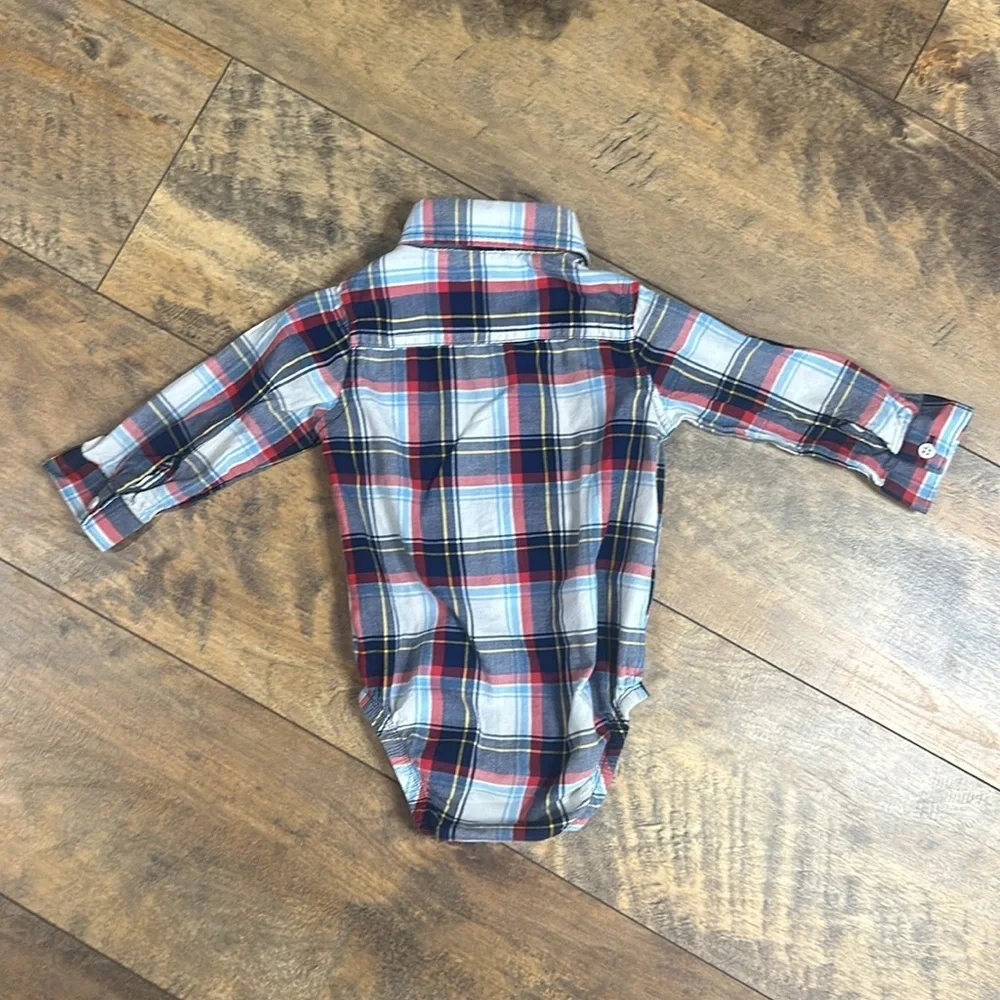 CARTER’S Plaid Button-Down Bodysuit, Size 12M, EUC